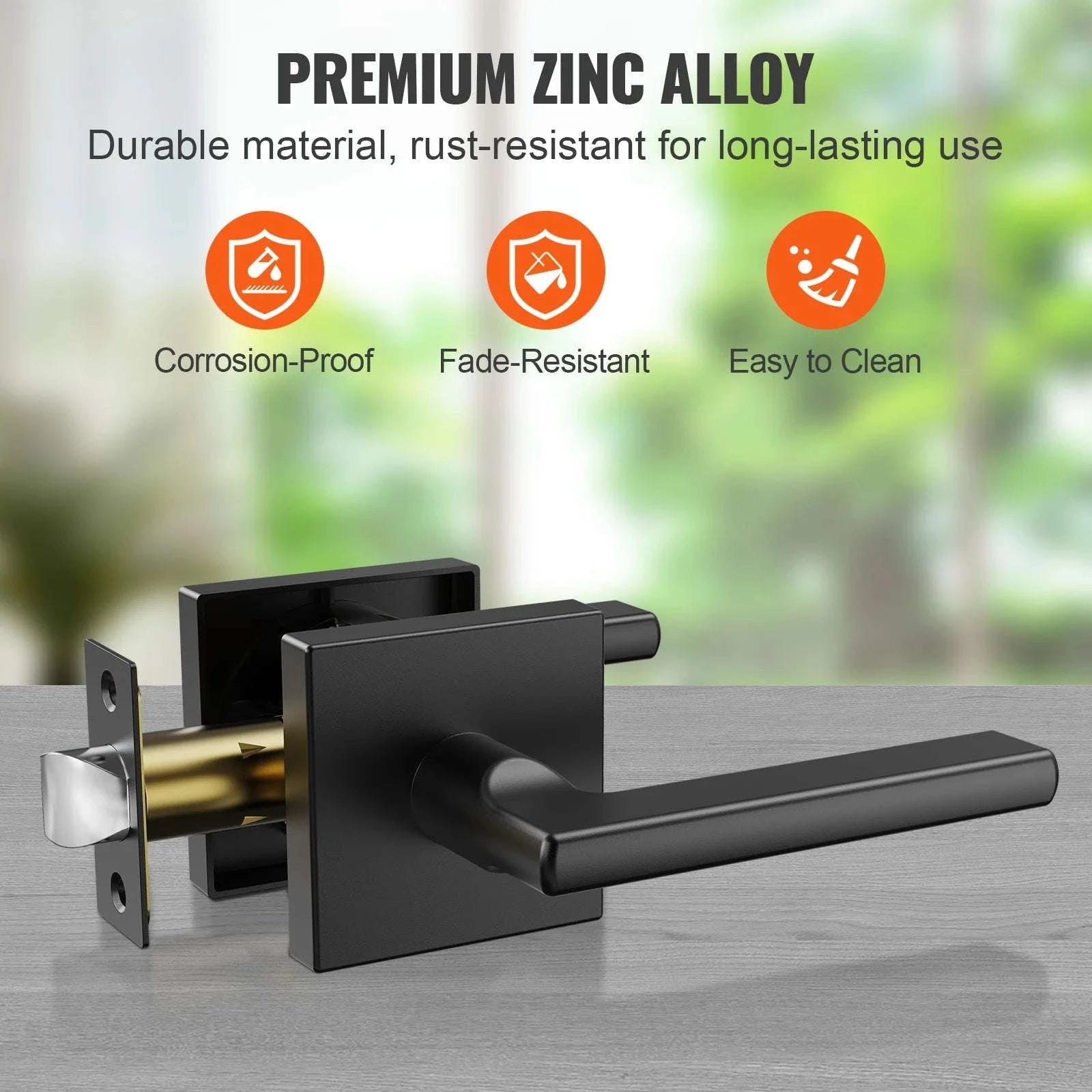 Matte Black Reversible Door Handle – Passage & Privacy Lever-Passage 6PCs / france