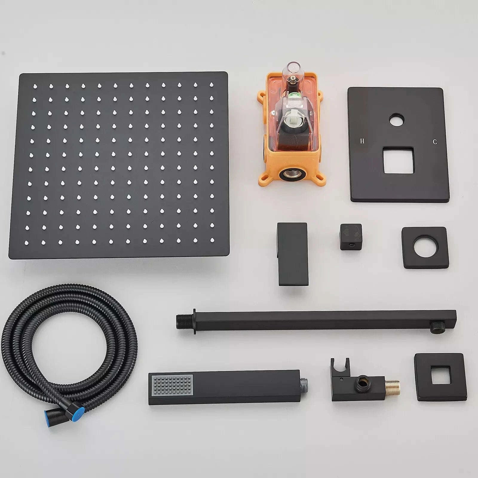 Matte Black Wall Mount Bathroom Shower Faucet-8 inch type A / United States