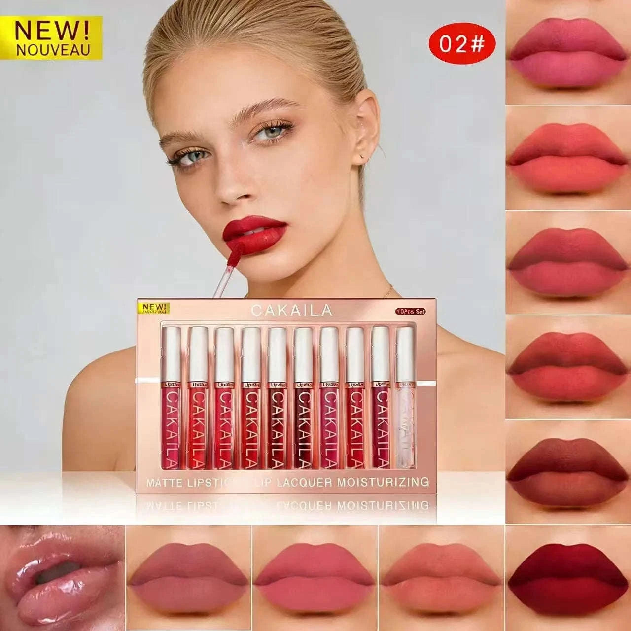Matte Liquid Lipstick Set – 10pc Waterproof Velvet Lip Colors-02 / United States