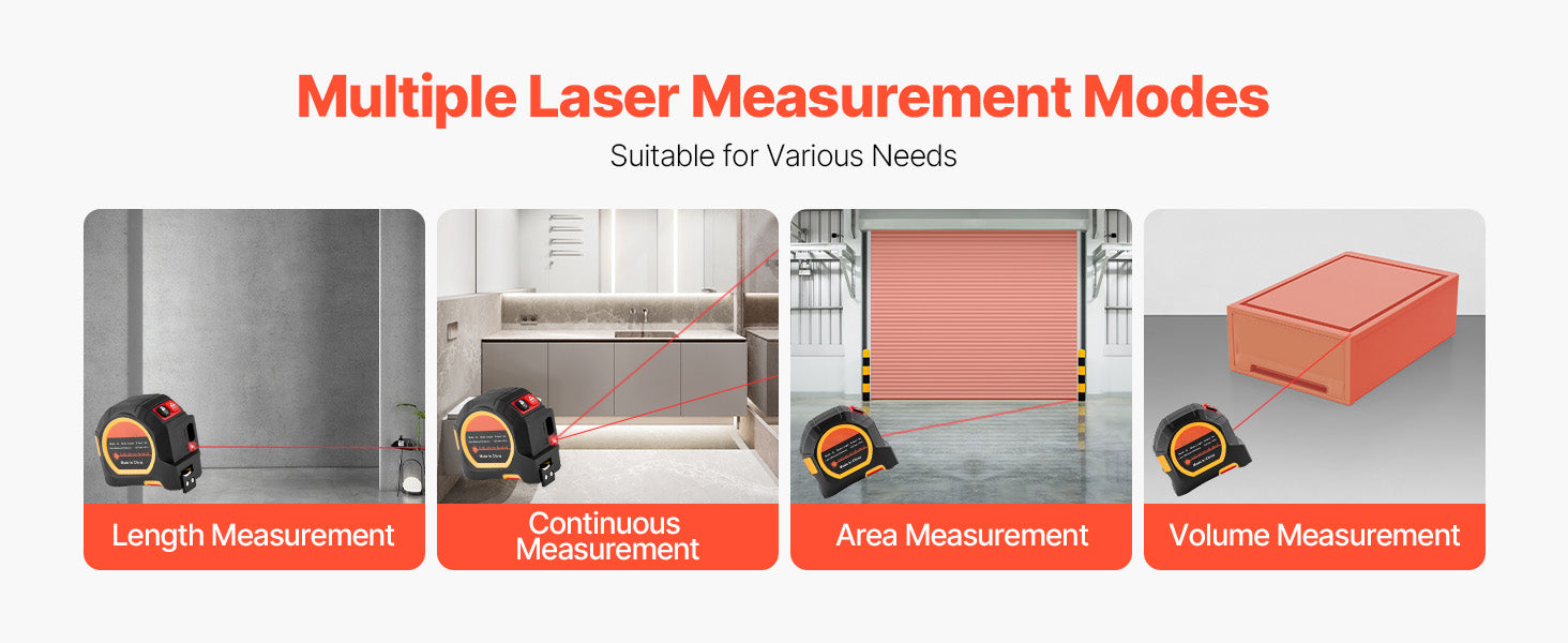 2-in-1 Laser Tape Measure 135ft + 16ft Rechargeable Tool