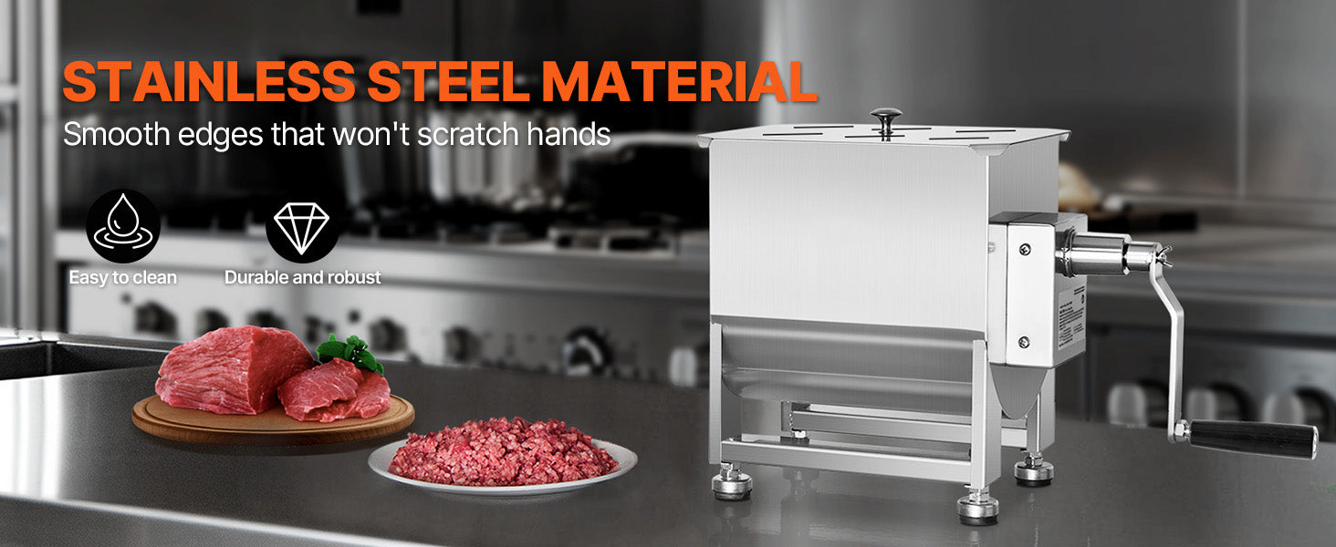 SucceBuy Manual Meat Mixer 10-60L Tank Meat Processing Equipment(Mixing Max 60LBS ) with Lid Handle Gear Reducer Hand Mixer