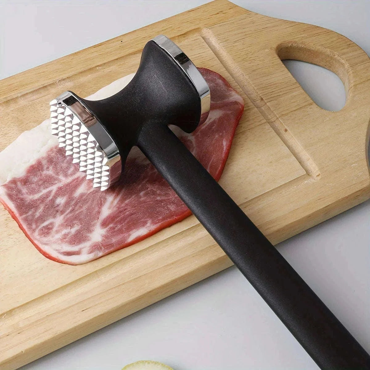 Meat Tenderizer Hammer with Rubber Grip for Easier Prep-black