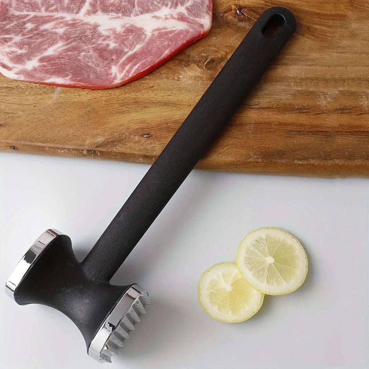 Meat Tenderizer Hammer with Rubber Grip for Easier Prep-black