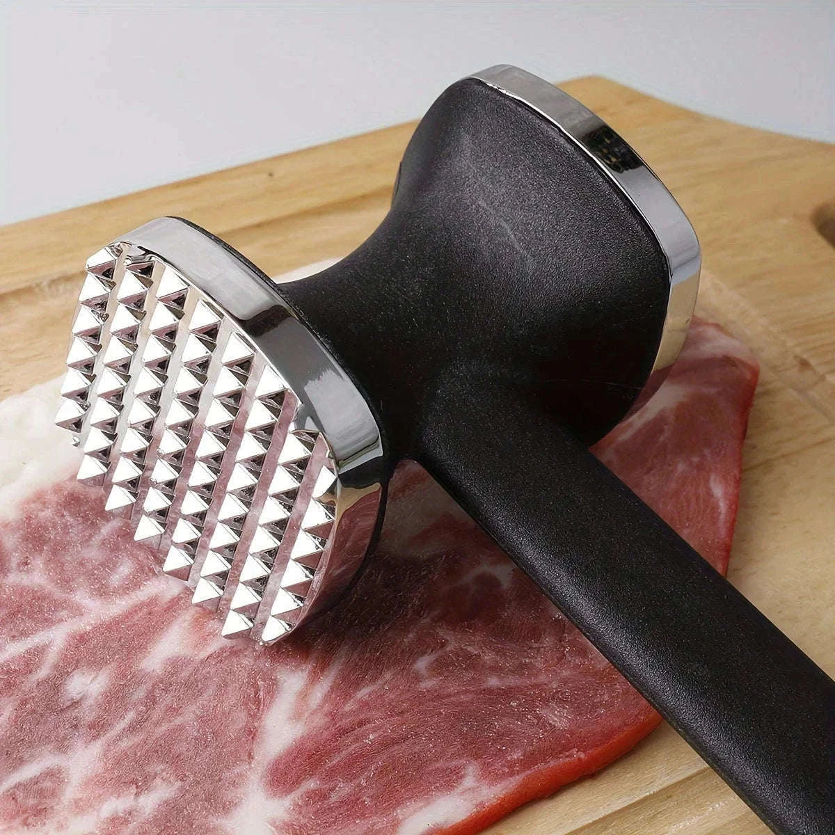 Meat Tenderizer Hammer with Rubber Grip for Easier Prep-black