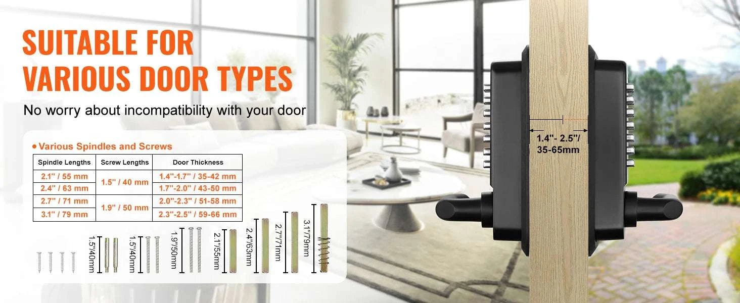 Mechanical Keyless Door Lock with 14-Digit Keypad, Auto-Locking-Single-Sided Lock / CZECH REPUBLIC
