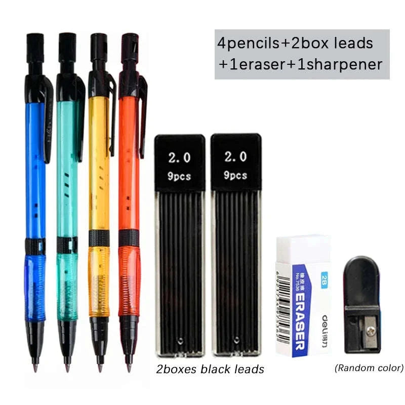 Mechanical Pencil Set 2.0mm with 2B Lead Refills-3pcs pens set B