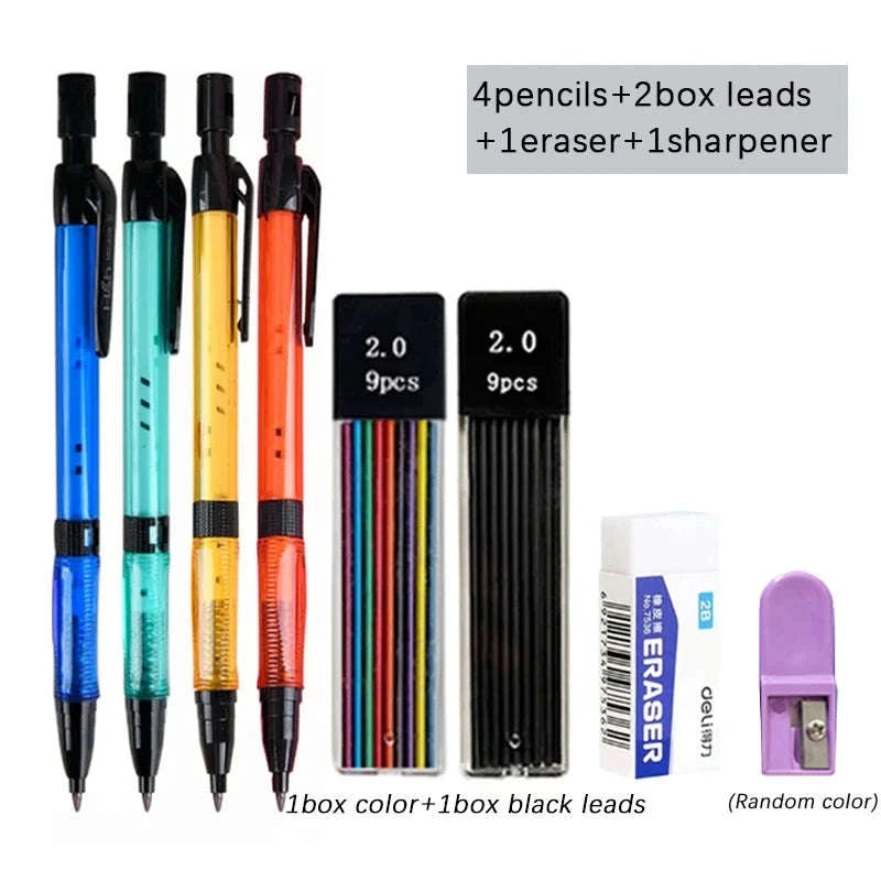 Mechanical Pencil Set 2.0mm with 2B Lead Refills-3pcs pens set B
