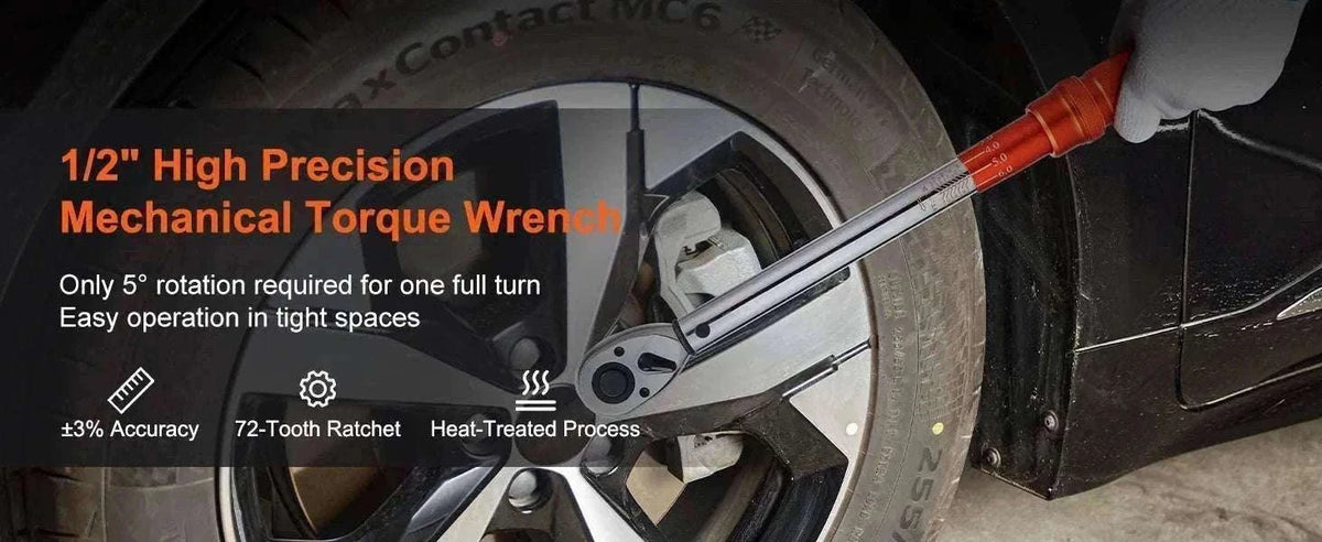 Mechanical Torque Wrench Set 1/4 3/8 1/2 Drive ±3% Precision-23.8cm 20-200ft.lb / spain