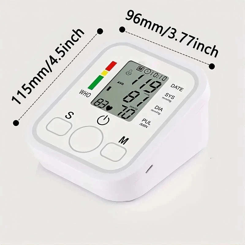 Medical Arm Blood Pressure Monitor with Digital Gauge-White