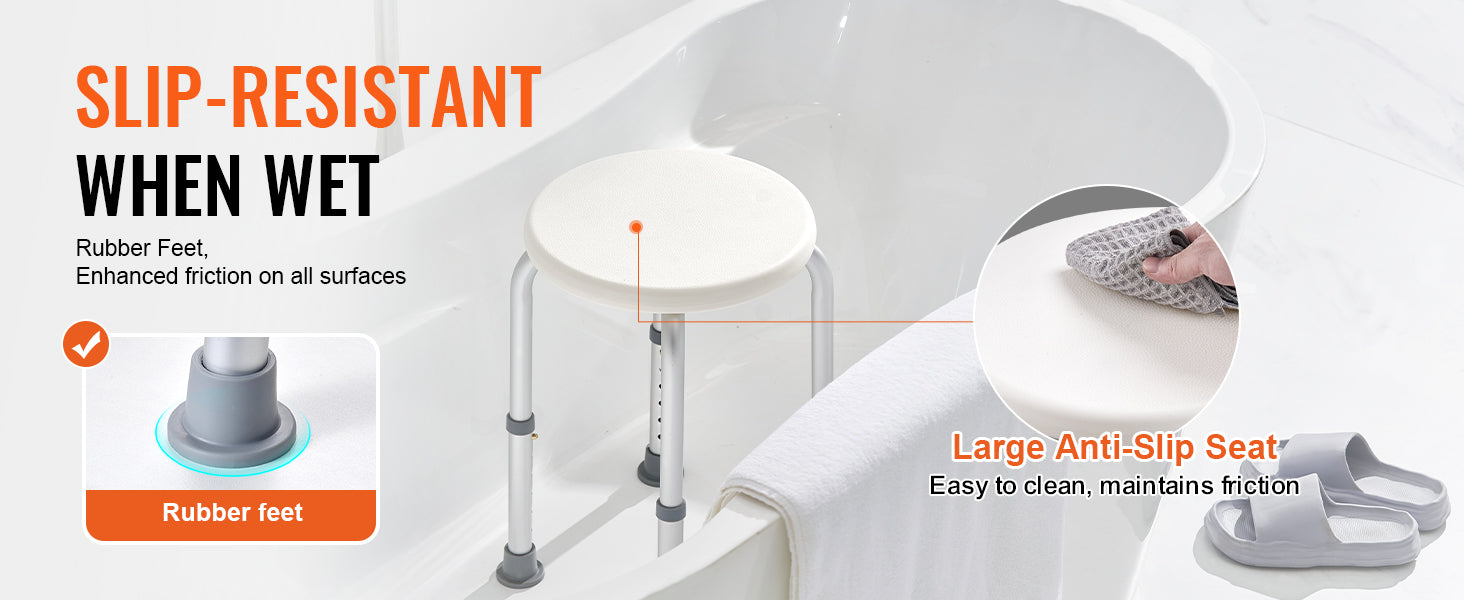 SucceBuy Shower Chair for Inside Shower Adjustable Height Shower Stool Non-Slip Bench Bathtub Seat for Elderly Disabled Adults