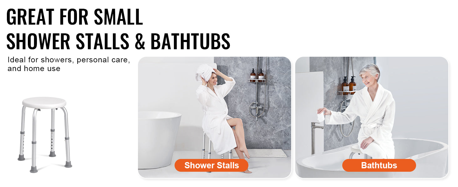 SucceBuy Shower Chair for Inside Shower Adjustable Height Shower Stool Non-Slip Bench Bathtub Seat for Elderly Disabled Adults