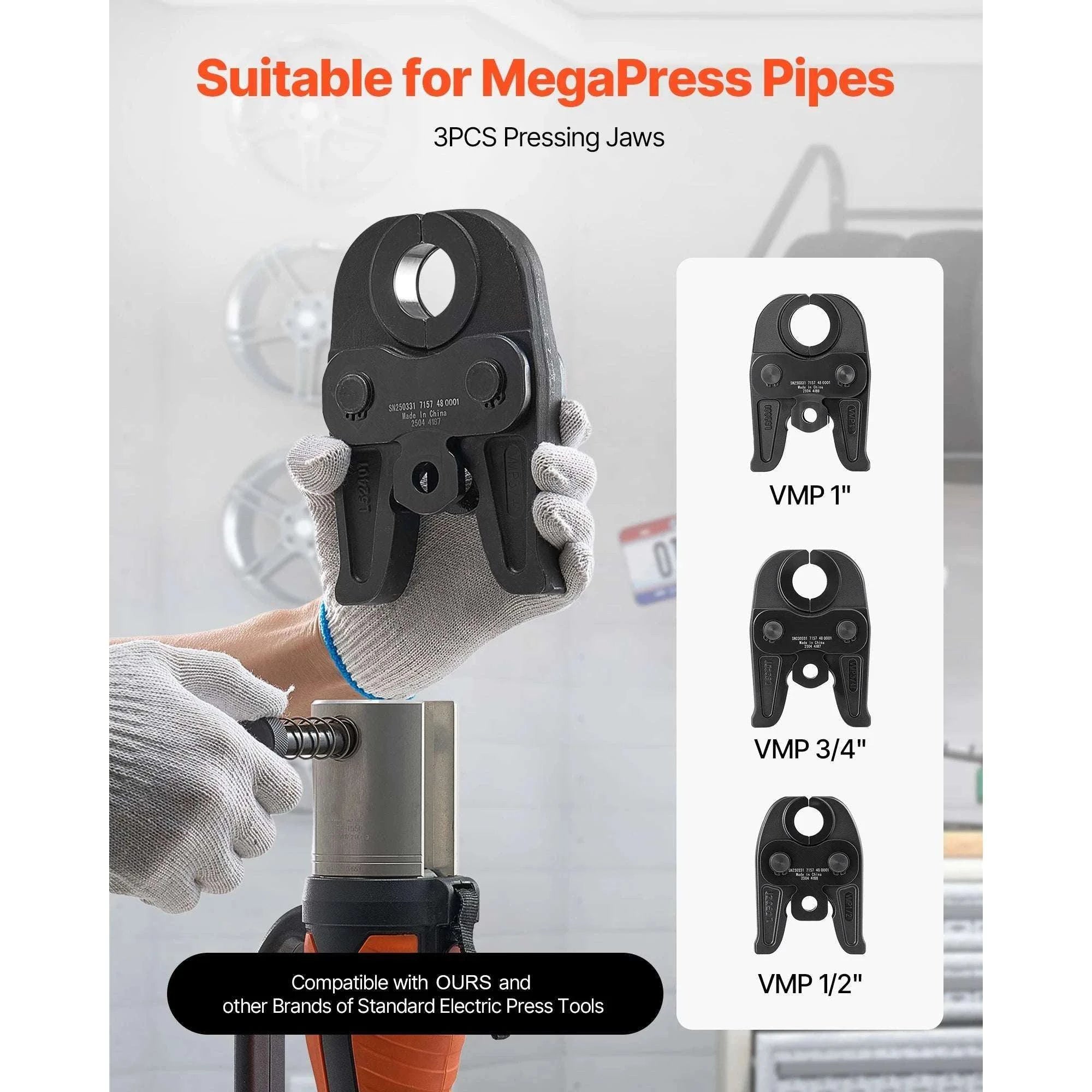 MegaPress Pressing Jaws Set 1/2", 3/4", 1" for Carbon Steel Pipes-3 PCS / United States
