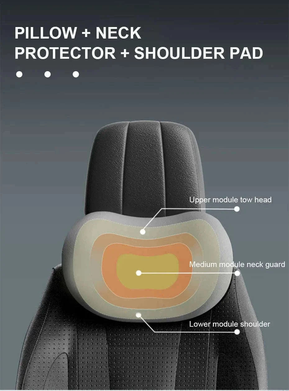 Memory Foam Car Neck and Lumbar Support Cushion-Gray Neck 1pc