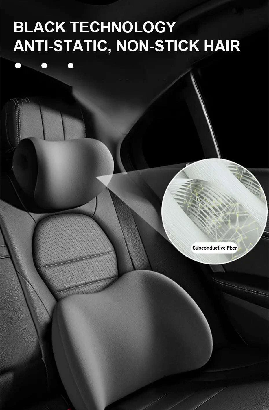 Memory Foam Car Neck and Lumbar Support Cushion-Gray Neck 1pc