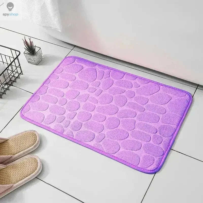 Memory Foam Embossed Velvet Floor Mat – Soft Supportive Cushioning for Home Comfort-pink