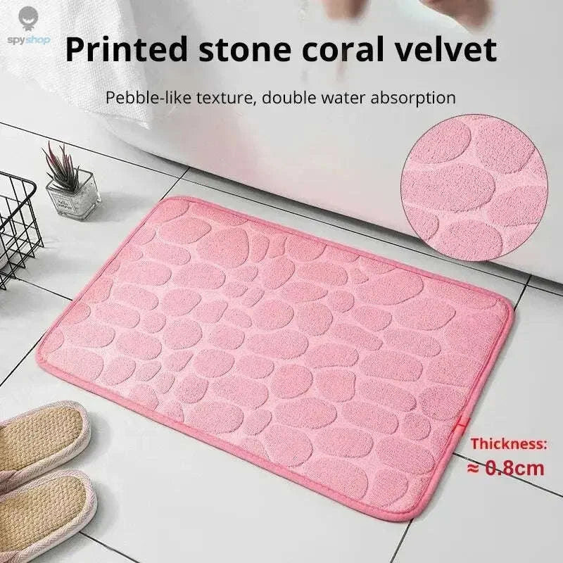 Memory Foam Embossed Velvet Floor Mat – Soft Supportive Cushioning for Home Comfort-pink