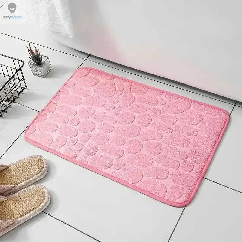 Memory Foam Embossed Velvet Floor Mat – Soft Supportive Cushioning for Home Comfort-pink