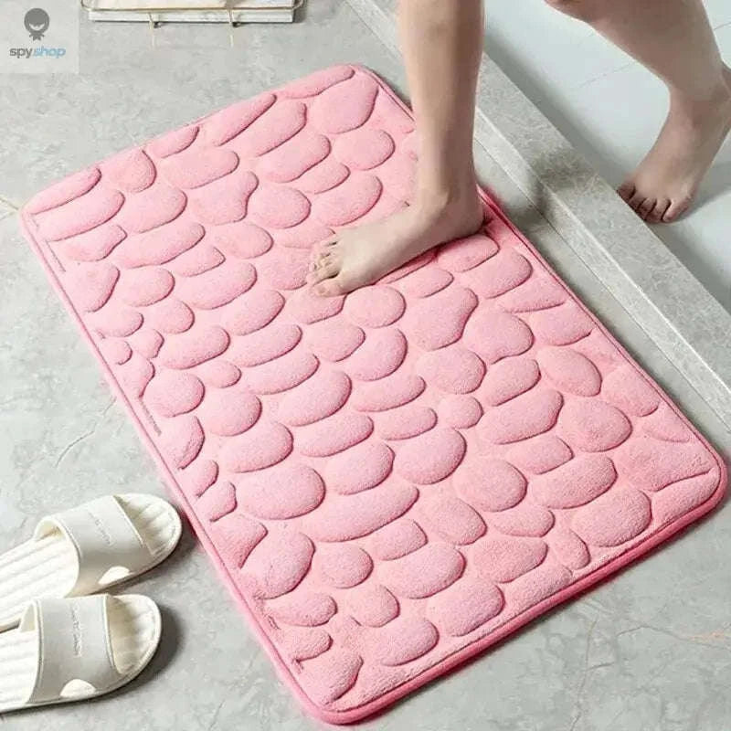 Memory Foam Embossed Velvet Floor Mat – Soft Supportive Cushioning for Home Comfort-pink