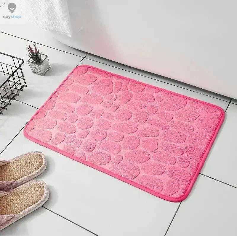 Memory Foam Embossed Velvet Floor Mat – Soft Supportive Cushioning for Home Comfort-pink
