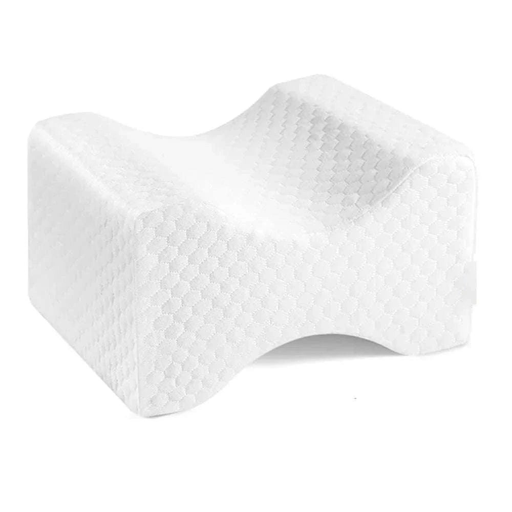 Memory Foam Leg Pillow with Side Sleeping Strap-White