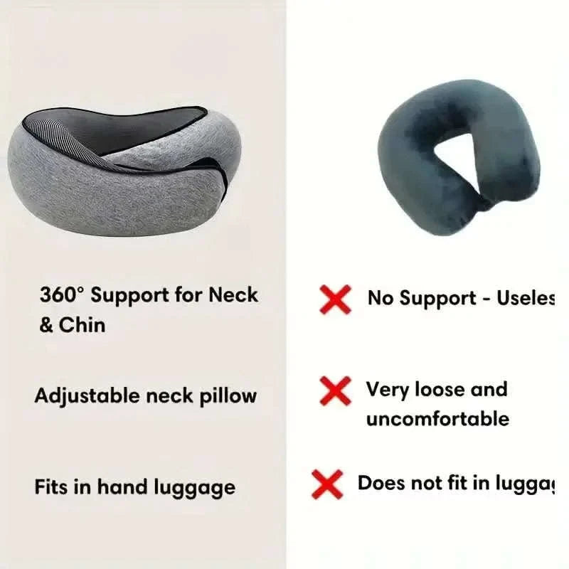 Memory Foam Travel Neck Pillow – Snail‑Style U‑Shaped Comfort Pillow-Light Grey Pillow / China Mainland
