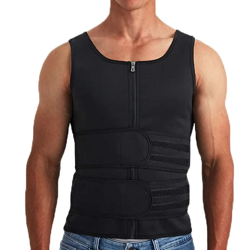 Men Body Shaper Waist Trainer Vest Slimming Compression Shirt-M / Gray
