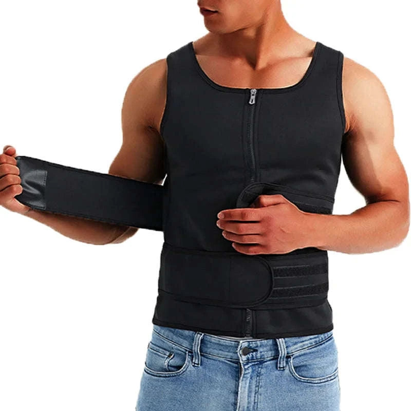 Men Body Shaper Waist Trainer Vest Slimming Compression Shirt-M / Gray
