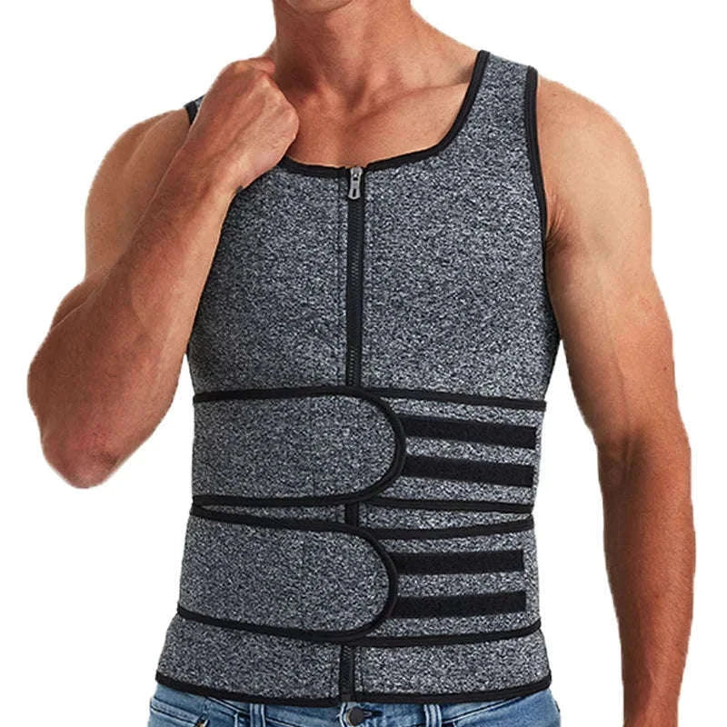 Men Body Shaper Waist Trainer Vest Slimming Compression Shirt-M / Gray
