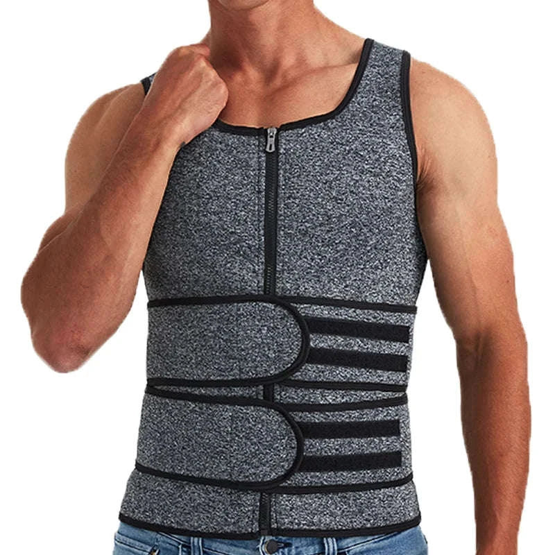 Men Body Shaper Waist Trainer Vest Slimming Compression Shirt-M / Gray