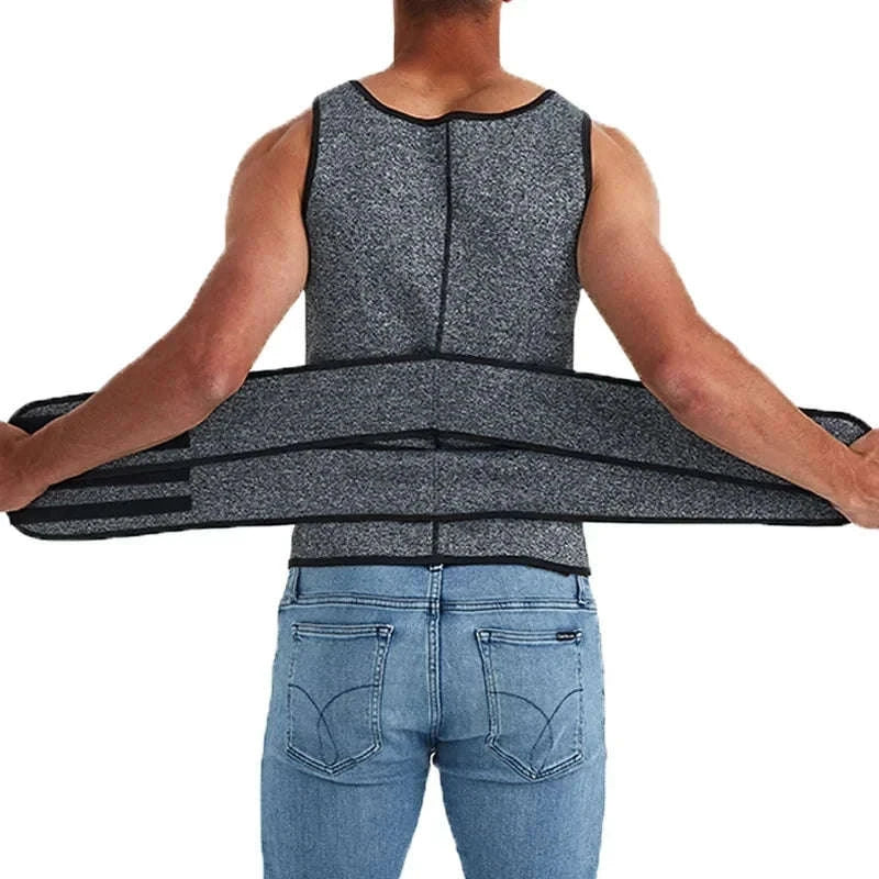 Men Body Shaper Waist Trainer Vest Slimming Compression Shirt-M / Gray