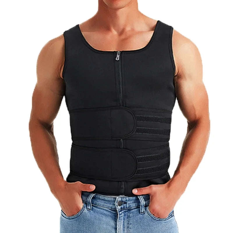 Men Body Shaper Waist Trainer Vest Slimming Compression Shirt-M / Gray