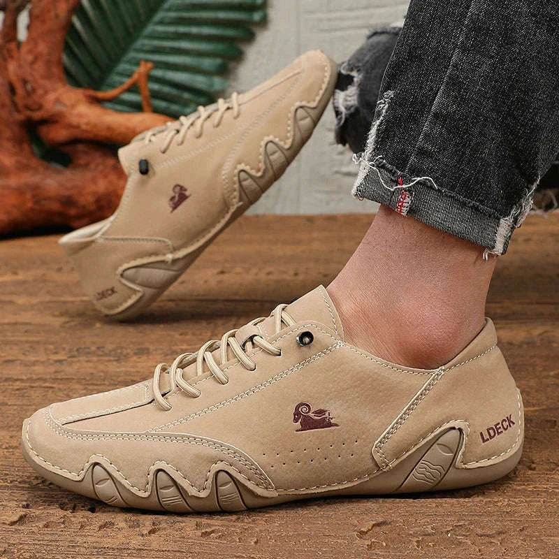Men Casual Shoes Slip-On Loafers Soft Sole Anti-Slip-Brown / 46