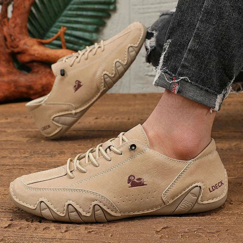 Men Casual Shoes Slip-On Loafers Soft Sole Anti-Slip-Brown / 46