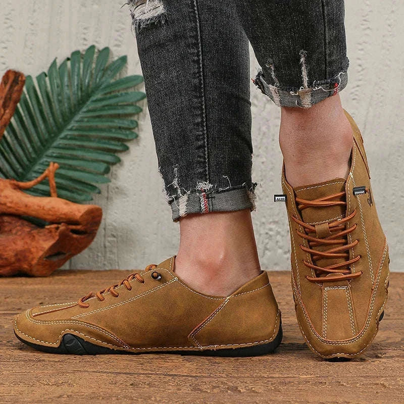 Men Casual Shoes Slip-On Loafers Soft Sole Anti-Slip-Brown / 46