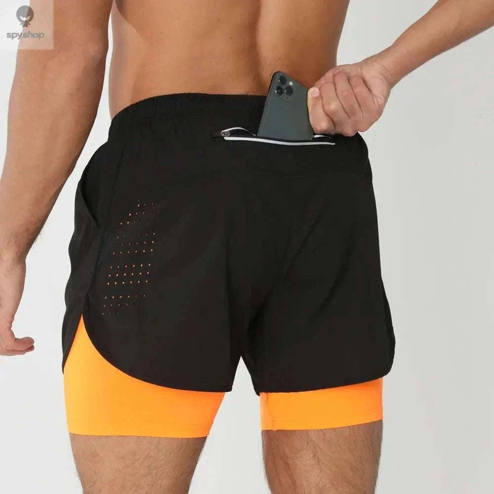 Men's 2-in-1 Quick-Dry Running Shorts for Training-navy blue / M(61-70kg)