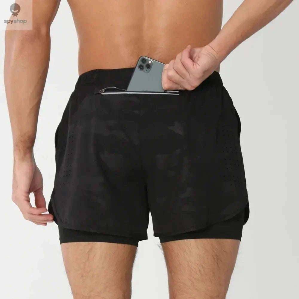 Men's 2-in-1 Quick-Dry Running Shorts for Training-navy blue / M(61-70kg)