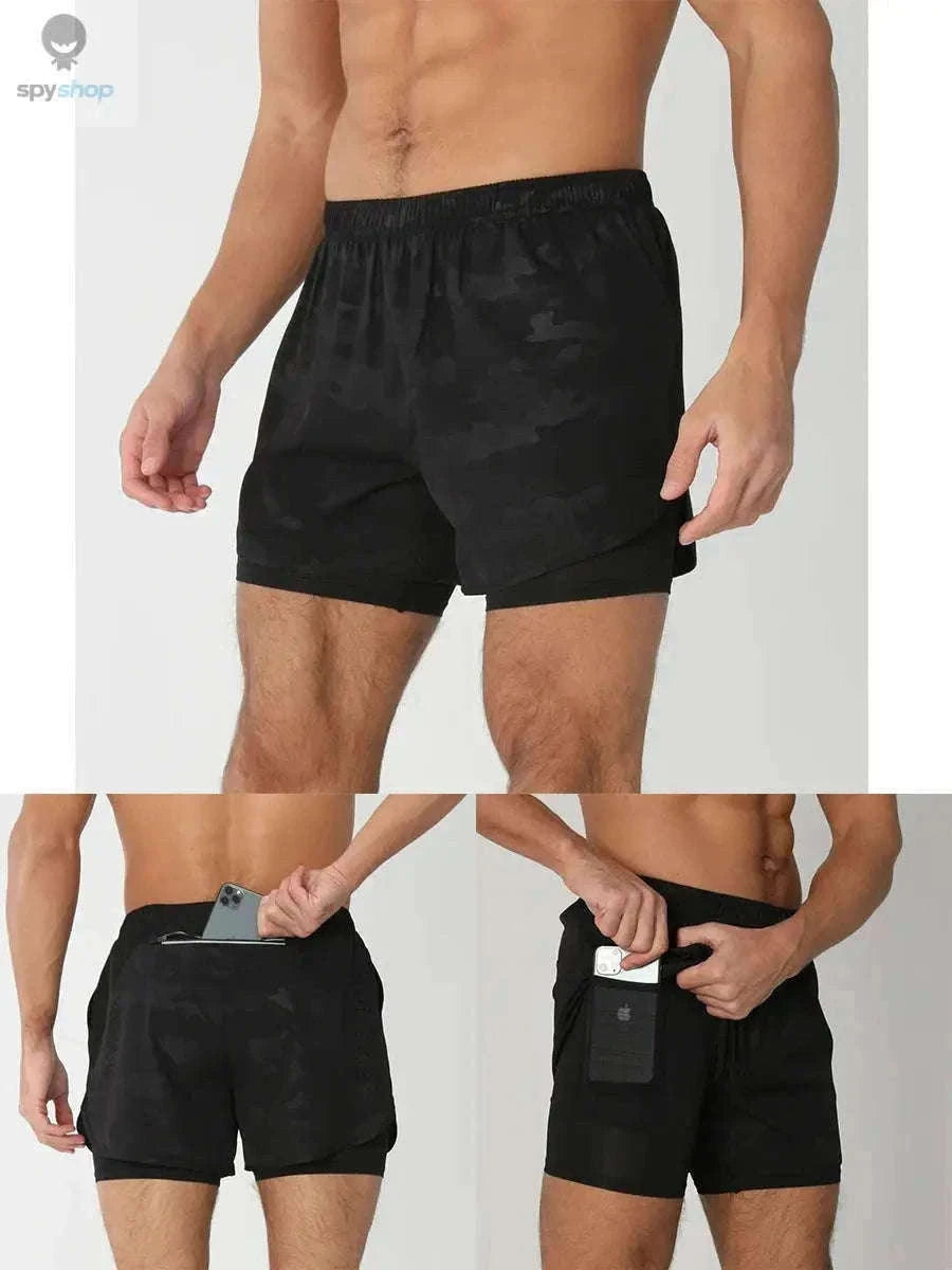 Men's 2-in-1 Quick-Dry Running Shorts for Training-navy blue / M(61-70kg)