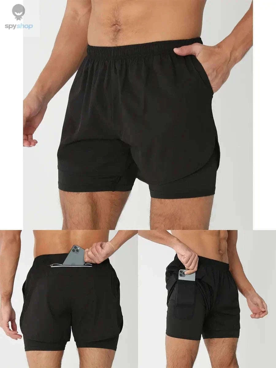 Men's 2-in-1 Quick-Dry Running Shorts for Training-navy blue / M(61-70kg)
