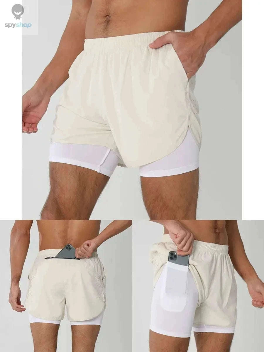 Men's 2-in-1 Quick-Dry Running Shorts for Training-navy blue / M(61-70kg)