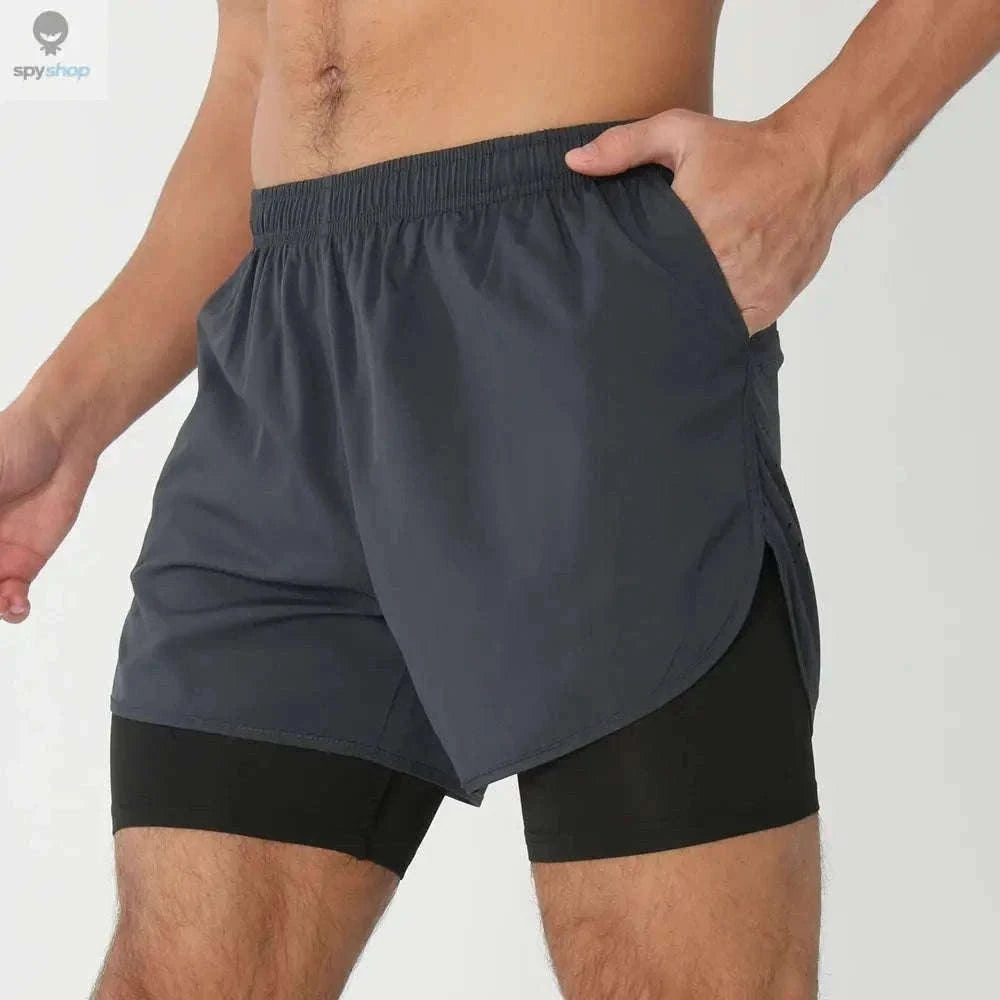 Men's 2-in-1 Quick-Dry Running Shorts for Training-navy blue / M(61-70kg)