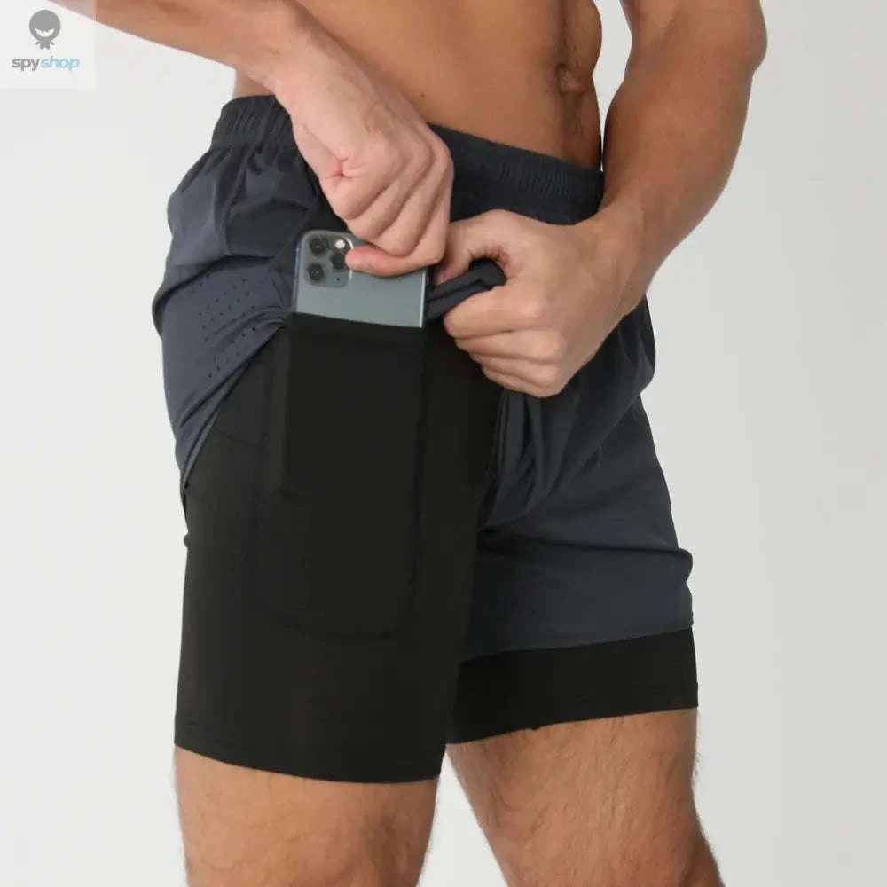 Men's 2-in-1 Quick-Dry Running Shorts-navy blue / M(61-70kg)