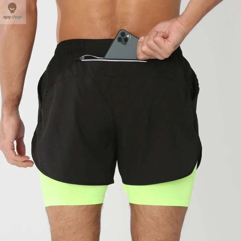 Men's 2-in-1 Quick-Dry Running Shorts-navy blue / M(61-70kg)