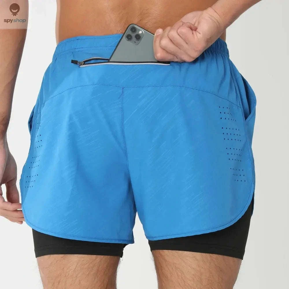 Men's 2-in-1 Quick-Dry Running Shorts-navy blue / M(61-70kg)