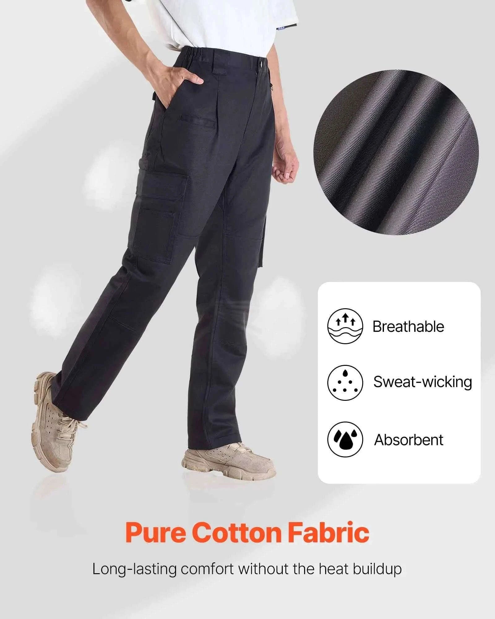 Men's 9 oz Cotton Flame-Resistant Cargo Pants with Elastic Waist-Dark Blue L / United States