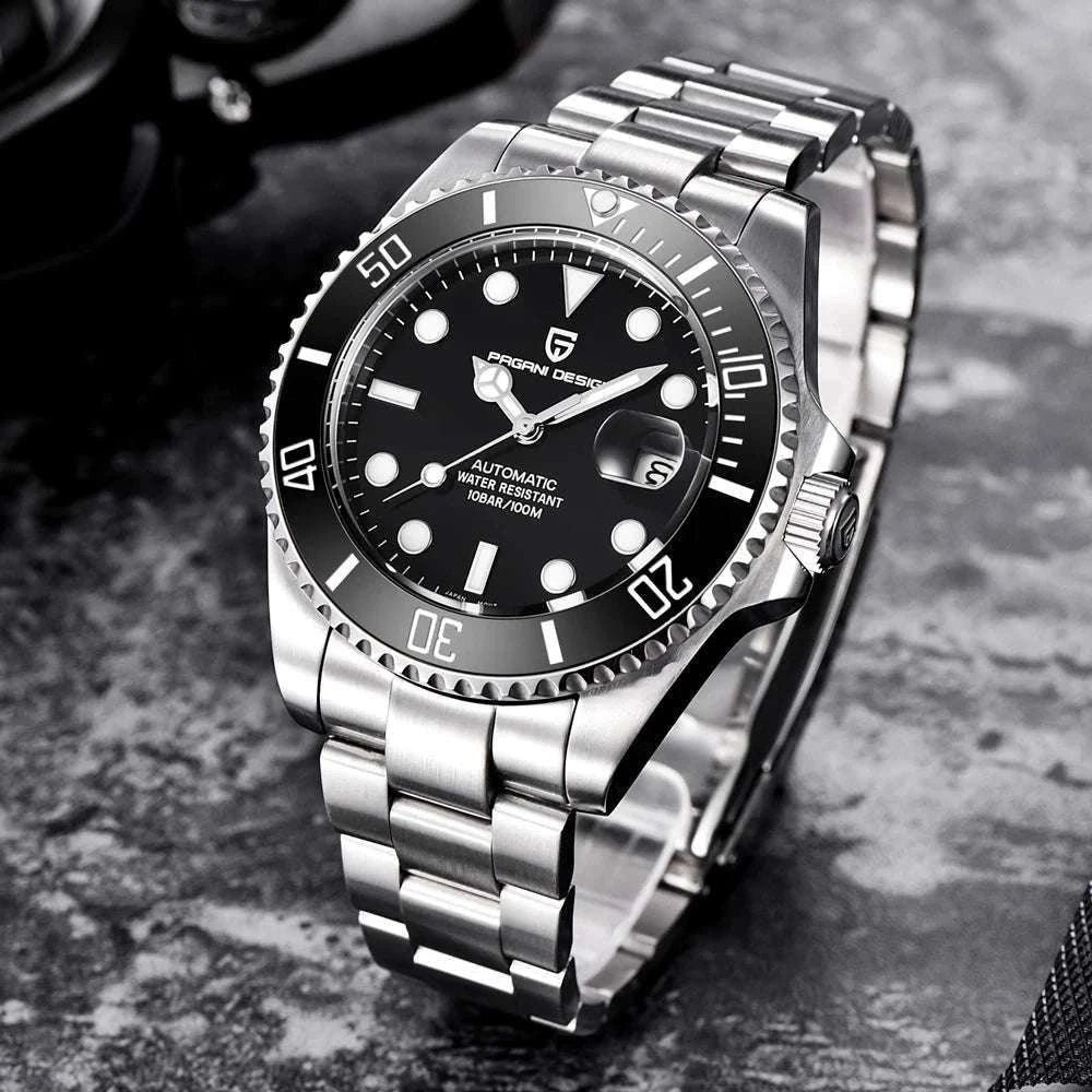 Men’s Automatic Mechanical Watch Sapphire Steel 10Bar Waterproof-Gold Black / TMI NH35A / United States