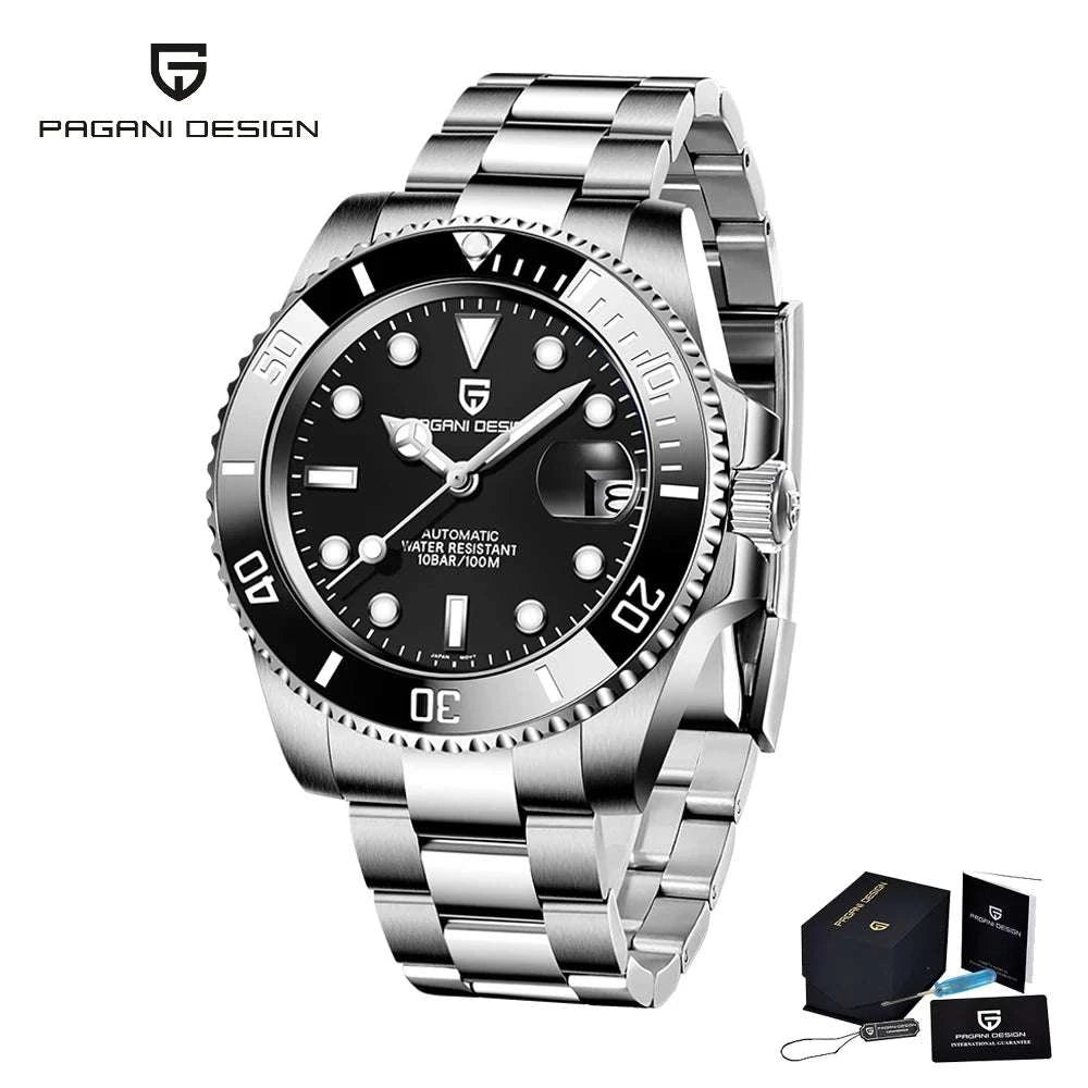 Men’s Automatic Mechanical Watch Stainless Steel 100M Waterproof-Black / MIYOTA 8215 / United States