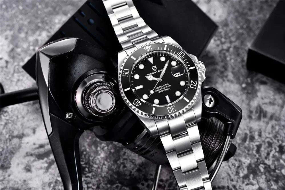 Men’s Automatic Mechanical Watch Stainless Steel 100M Waterproof-Black / MIYOTA 8215 / United States