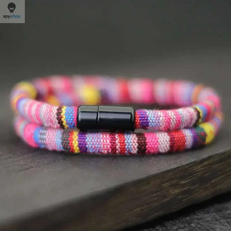 Men’s Bohemia Rope Bracelet – Magnetic Clasp, Outdoor Style, All‑Day Comfort-baby blue / XL 21.5cm 8.5Inch