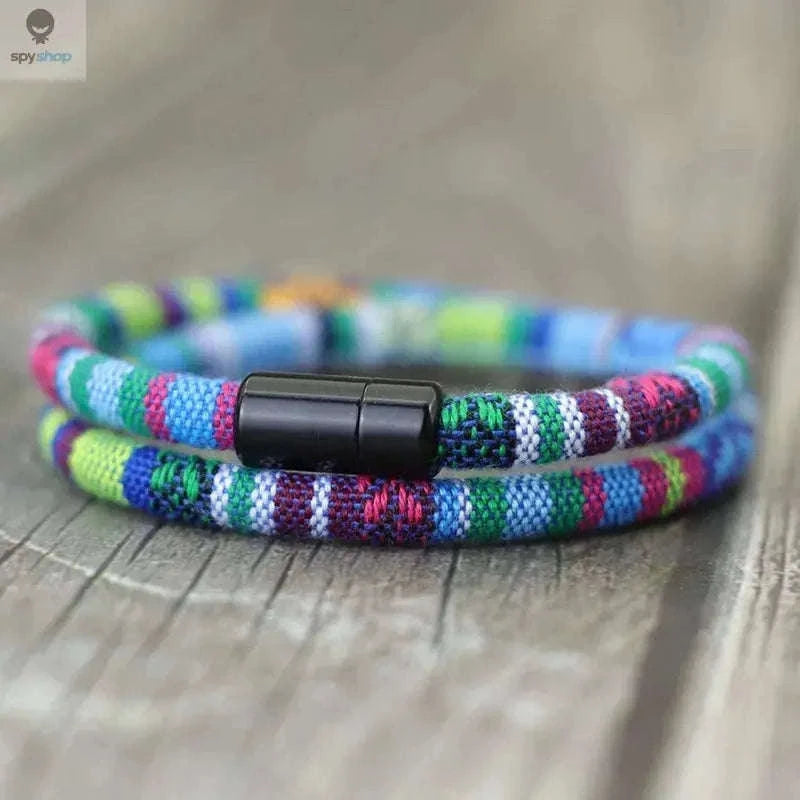 Men’s Bohemia Rope Bracelet with Magnetic Clasp-baby blue / XL 21.5cm 8.5Inch