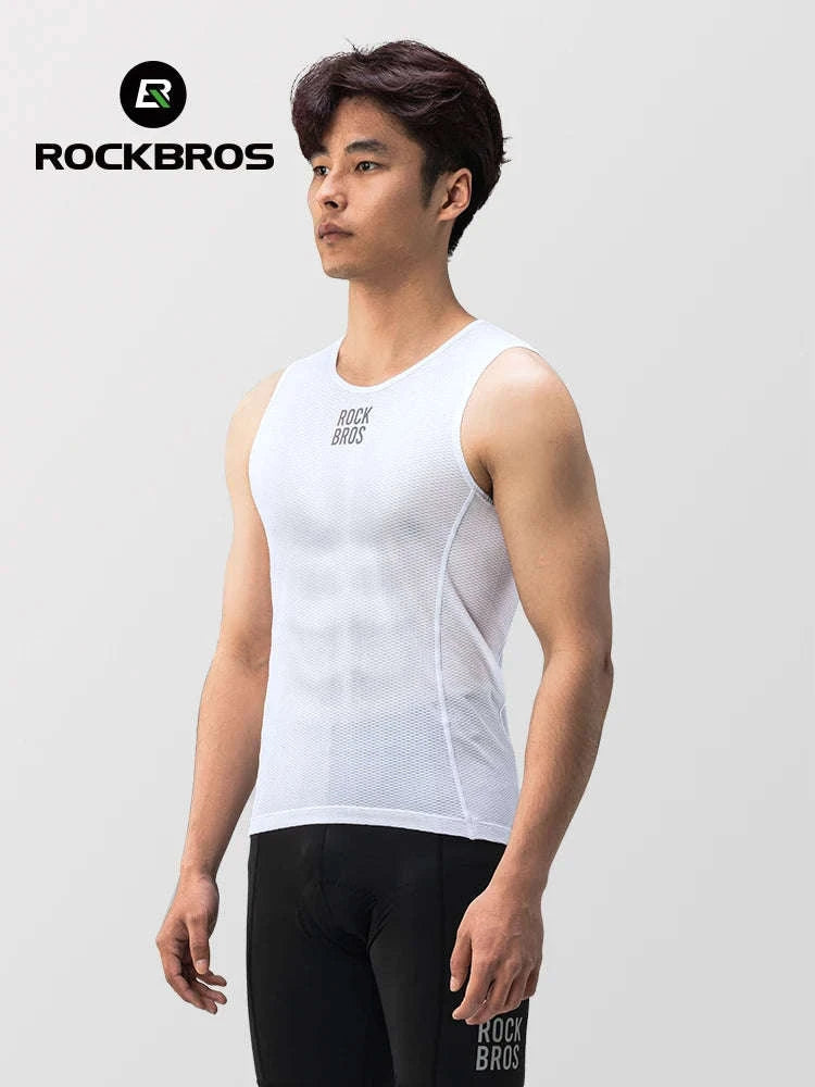 Men’s Breathable Cycling Vest Quick-Dry Mesh Sleeveless Undershirt-M-L